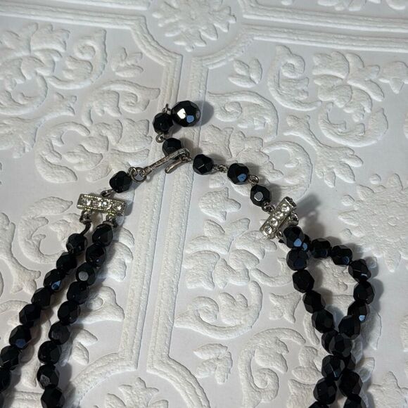 Vintage Black Faceted Double Strand Necklace 14”-16” - Picture 7 of 11